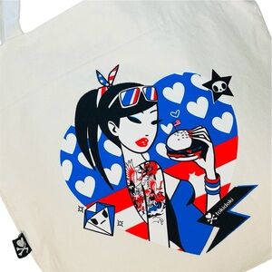 Tokidoki Canvas Tote Bag Hearts Burger Girl Donutella Stellina Adios SANDy NWOT